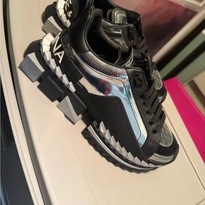 Dolce & Gabbana Black and Silver Sneakers